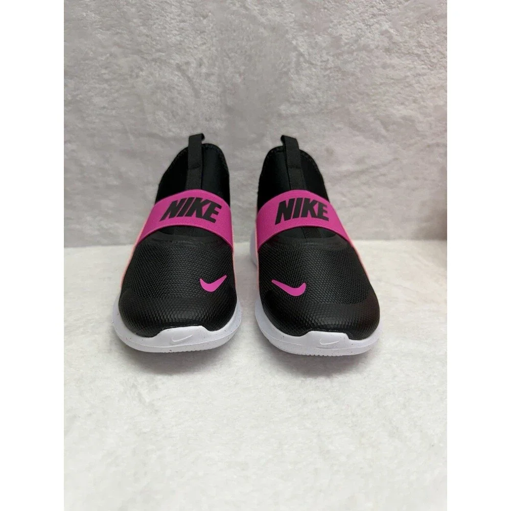 Nike Flex Runner 4 PS Laser Fuchsia Black White Girl Size 2Y Slip On